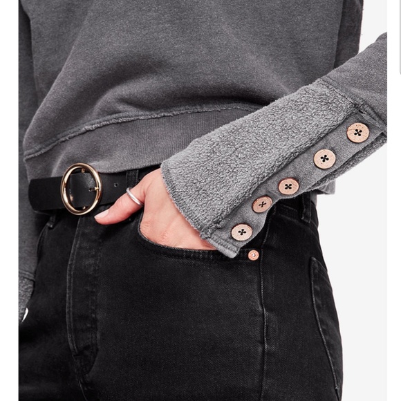 Free People Button Cuff Sweatshirt - Picture 2 of 7